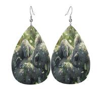Kangaroo dreaming Women's Teardrop Leather Earrings - Lightweight PVC Dangle Earrings, 925 Silver Hooks, Double-Sided Prints | Hypoallergenic Gift