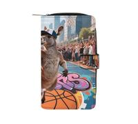 Kangaroo Dunking in Court Wallet for Men Women PU Leather Wallet Long Wallets Bifold Wallets with 12 Card Holder