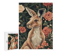 Kangaroo in Floral Garden Portrait Jigsaw Puzzle, 500 PCS, Indoor Activity for The Home, A Rewarding Pastime for Dedicated Jigsaw Fans, at Home