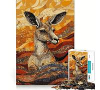 Kangaroo Mosaic Art Jigsaw Puzzles 1000 Pieces for Adults Stress Free Home Play Enjoyable Challenge Furniture Decor (38x52cm)