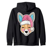 Kangaroo Santa Hat Cheerful Holiday Zip Hoodie