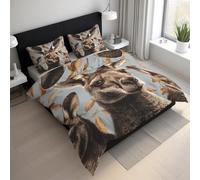 Kangaroo Single Duvet Cover Set, Wild Animal Kangaroo Bedding Set, Microfiber Soft Reversible Quilt Cover 135x200 + 1 Pillowcase, Zipper Closure, Bedroom Decor BhT35