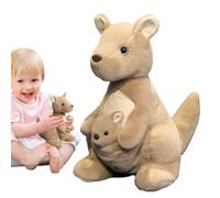 Kangaroo Stuffed Animal - Soft Plush Material Construction, Lightweight Portable Shape, Cuddly Animal Cushion, Cute Mother Kangaroo Figure | Relaxation Support For Travel, S