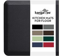 KANGAROO Thick Ergonomic Anti Fatigue Cushioned Kitchen Floor Mats, Standing Office Desk Mat, Waterproof Scratch Resistant Topside, Supportive All Day Comfort Padded Foam Rugs, 32x20, Black