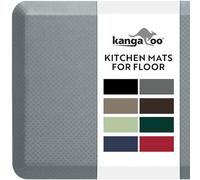 KANGAROO Thick Ergonomic Anti Fatigue Mats for Kitchen Floor, 48x20, Cushioned Standing Office Desk Mat, Waterproof Scratch Resistant Topside, Supportive All Day Comfort Padded Foam Rugs, Gray