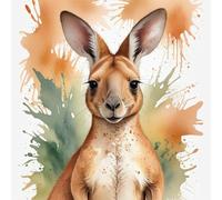 Kangaroo Watercolour Greeting Card - Any Occasion - 145 x 145mm