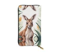 kangaroo Zipper leather wallet, 7.5 * 4.1 inch long clutch bag, multiple compartments and large capacity, a good gift for friends