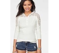 KangaROOS Hooded Shirt with Lace Detail Winter White