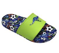 KangaROOS Unisex K-Slide Print Sandal, Lime Soccer, 4 UK