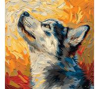 KANGBAWA DIY Paint by Numbers Colored Husky Animal Dog(4) with Paint Brushes and Acrylic Painting Kit 16x20 Inch for Kids and Adults Beginner Gifts