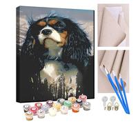 KANGBAWA DIY Paint by Numbers Dog Cavalier King Charles Spaniel with Paint Brushes and Acrylic Painting Kit 16x20 Inch for Kids and Adults Beginner Gifts
