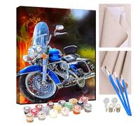 KANGBAWA DIY Paint by Numbers Flame Cool Harley Motorcycle with Paint Brushes and Acrylic Painting Kit 16x20 Inch for Kids and Adults Beginner Gifts