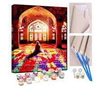 KANGBAWA DIY Paint by Numbers Islamic Mosque with Paint Brushes and Acrylic Painting Kit 16x20 Inch for Kids and Adults Beginner Gifts