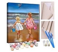 KANGBAWA DIY Paint by Numbers Little Girl (2) with Paint Brushes and Acrylic Painting Kit 16x20 Inch for Kids and Adults Beginner Gifts