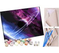 KANGBAWA DIY Paint by Numbers Planet Space Scenery with Paint Brushes and Acrylic Painting Kit 16x20 Inch for Kids and Adults Beginner Gifts