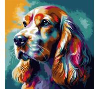 KANGBAWA Paint by Number for Adults Beginner Canvas Cocker Spaniel (8) Painting by Numbers Kits with 3 Brushes and Acrylic Paint(16X20 Inch)