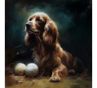 KANGBAWA Paint by Number for Adults Beginner Canvas Cocker Spaniel and a Baseball (8) Painting by Numbers Kits with 3 Brushes and Acrylic Paint(16X20 Inch)