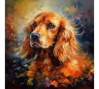 KANGBAWA Paint by Number for Adults Beginner Canvas Cocker Spaniel Luminous (4) Painting by Numbers Kits with 3 Brushes and Acrylic Paint(16X20 Inch)