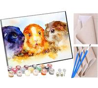 KANGBAWA Paint by Number for Adults Beginner Canvas Guinea Pig Painting by Numbers Kits with 3 Brushes and Acrylic Paint(16X20 Inch)