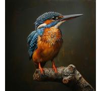 KANGBAWA Paint by Number for Adults Beginner Canvas Kingfisher Colorful Bird (19) Painting by Numbers Kits with 3 Brushes and Acrylic Paint(16X20 Inch)
