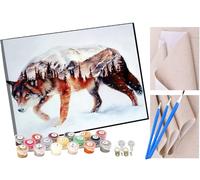 KANGBAWA Paint by Numbers Abstract Art Mountains and Wolf Paint by Numbers Kits for Adults Kids Beginners 40 x 50 cm Adults with Paintbrushes DIY Painting for Home Decoration Without Frame