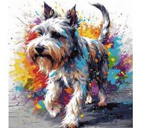KANGBAWA Paint by Numbers Colorful Running White Schnauzer (2) Paint by Numbers Kits for Adults Kids Beginners 40 x 50 cm Adults with Paintbrushes DIY Painting for Home Decoration Without Frame