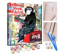 KANGBAWA Paint by Numbers Doodle Chimp Follow Your Heart Paint by Numbers Kits for Adults Kids Beginners 40 x 50 cm Adults with Paintbrushes DIY Painting for Home Decoration Without Frame