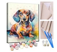 KANGBAWA Paint by Numbers for Adults and Beginner Ink Dog Dachshund (2) Kits On Canvas Without Frame DIY Color Oil Painting Acrylic Paints,Home Wall Decor 40X50CM