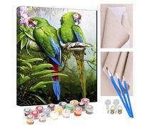 KANGBAWA Paint by Numbers for Adults Forest Green Parrot 16x20 inch Acrylic Oil Painting Kits for Adults Kids Art Crafts Kit with 3 Brushes on Canvas for Adults Beginner Kids