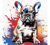 KANGBAWA Paint by Numbers for Adults French Bulldog Baby Rose (5) DIY Oil Paint by Number Kits on Canvas Adult Paint by Number with Brushes Art Crafts 16"x20"(Frameless)
