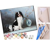 KANGBAWA Paint by Numbers for Adults Japanese Chin Black and White Dog 16x20 inch Acrylic Oil Painting Kits for Adults Kids Art Crafts Kit with 3 Brushes on Canvas for Adults Beginner Kids