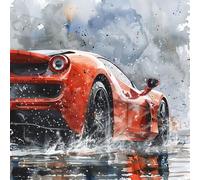 KANGBAWA Paint by Numbers for Adults Seaside red Sports car Art (9) 16x20 inch Acrylic Oil Painting Kits for Adults Kids Art Crafts Kit with 3 Brushes on Canvas for Adults Beginner Kids