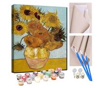 KANGBAWA Paint by Numbers for Adults Sunflowers by Vincent Van Gogh DIY Oil Paint by Number Kits on Canvas Adult Paint by Number with Brushes Art Crafts 16"x20"(Frameless)