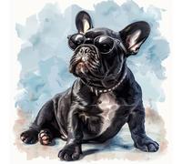KANGBAWA Paint by Numbers French Bulldog Baby Wearing Glasses (1) Paint by Numbers Kits for Adults Kids Beginners 40 x 50 cm Adults with Paintbrushes DIY Painting for Home Decoration Without Frame