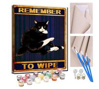KANGBAWA Paint by Numbers Funny Little Black cat Paint by Numbers Kits for Adults Kids Beginners 40 x 50 cm Adults with Paintbrushes DIY Painting for Home Decoration Without Frame
