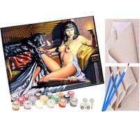 KANGBAWA Paint by Numbers Naked Woman and Black Tiger Animal Paint by Numbers Kits for Adults Kids Beginners 40 x 50 cm Adults with Paintbrushes DIY Painting for Home Decoration Without Frame