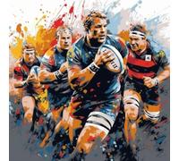KANGBAWA Paint by Numbers Rugby Match (6) Paint by Numbers Kits for Adults Kids Beginners 40 x 50 cm Adults with Paintbrushes DIY Painting for Home Decoration Without Frame