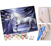 KANGBAWA Painting by Number Kits for Adult Oil Painting Kit for Kids or Beginner with Paint Brushes Acrylic Pigment Drawing Paintwork 16x20inch Frameless-Forest Girl and White Horse