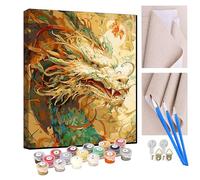 KANGBAWA Painting by Number Kits for Adult Oil Painting Kit for Kids or Beginner with Paint Brushes Acrylic Pigment Drawing Paintwork 16x20inch Frameless-Painted Chinese Dragon
