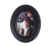 Kangce Small Vintage Picture Frame 2.5x3.5 Mini Oval Black Antique Picture Frames Ornate Home Decor Wallet Size Photo Gallery Art With Beaded Border for Tabletop and Wall Hanging
