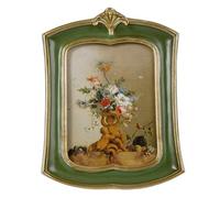 Kangce Vintage Picture Frame 5x7 Antique Ornate Photo Frame Tabletop and Wall Hanging Old-Fashioned Picture Frame, Decorative Retro Design Home Decor, Photo Gallery, Art, Green