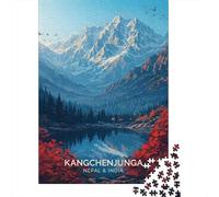 Kangchenjunga Mountains Reflection Jigsaw Puzzle 1000 Pieces, Peaceful Valley Travel Art, Premium Paper Puzzle for Adults, Travel Gift, Mindful Activity, 70x50cm/1000pcs