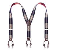 KANGDAI Cowhide Leather Mens Braces for Trousers with Strong Clips Y Style Gift Box Heavy Duty Braces 3.5cm Wide One Size Suspenders Adjustable for Men and Women