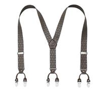 KANGDAI Cowhide Leather Mens Braces for Trousers with Strong Clips Y Style Gift Box Heavy Duty Braces 3.5cm Wide One Size Suspenders Adjustable for Men and Women