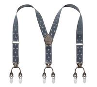 KANGDAI Cowhide Leather Mens Braces for Trousers with Strong Clips Y Style Gift Box Heavy Duty Braces 3.5cm Wide One Size Suspenders Adjustable for Men and Women