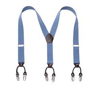 KANGDAI Cowhide Leather Mens Braces for Trousers with Strong Clips Y Style Gift Box Heavy Duty Braces 3.5cm Wide One Size Suspenders Adjustable for Men and Women
