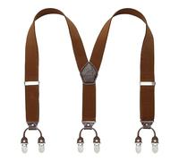 KANGDAI Cowhide Leather Mens Braces for Trousers with Strong Clips Y Style Gift Box Heavy Duty Braces 3.5cm Wide One Size Suspenders Adjustable for Men and Women
