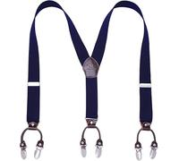 KANGDAI Cowhide Leather Mens Braces for Trousers with Strong Clips Y Style Gift Box Heavy Duty Braces 3.5cm Wide One Size Suspenders Adjustable for Men and Women