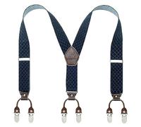 KANGDAI Cowhide Leather Mens Braces for Trousers with Strong Clips Y Style Gift Box Heavy Duty Braces 3.5cm Wide One Size Suspenders Adjustable for Men and Women