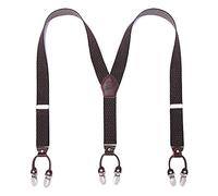 KANGDAI Cowhide Leather Mens Braces for Trousers with Strong Clips Y Style Gift Box Heavy Duty Braces 3.5cm Wide One Size Suspenders Adjustable for Men and Women